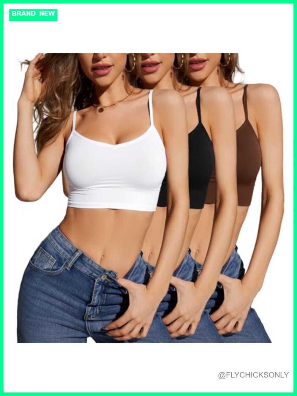 Women's Cropped Tank Tops Spaghetti Strap Camisoles Seamless Layering 3 Pack